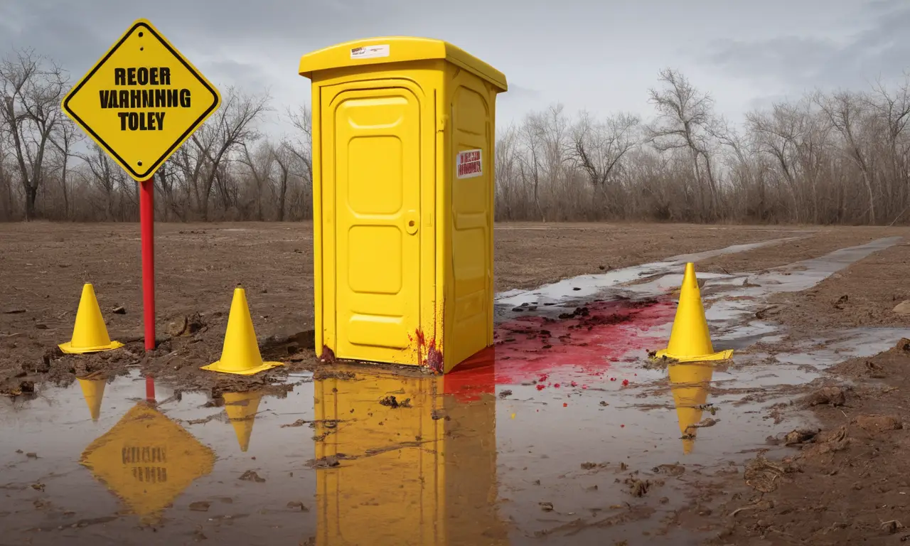 Un baño portátil sanitario en deplorable estado