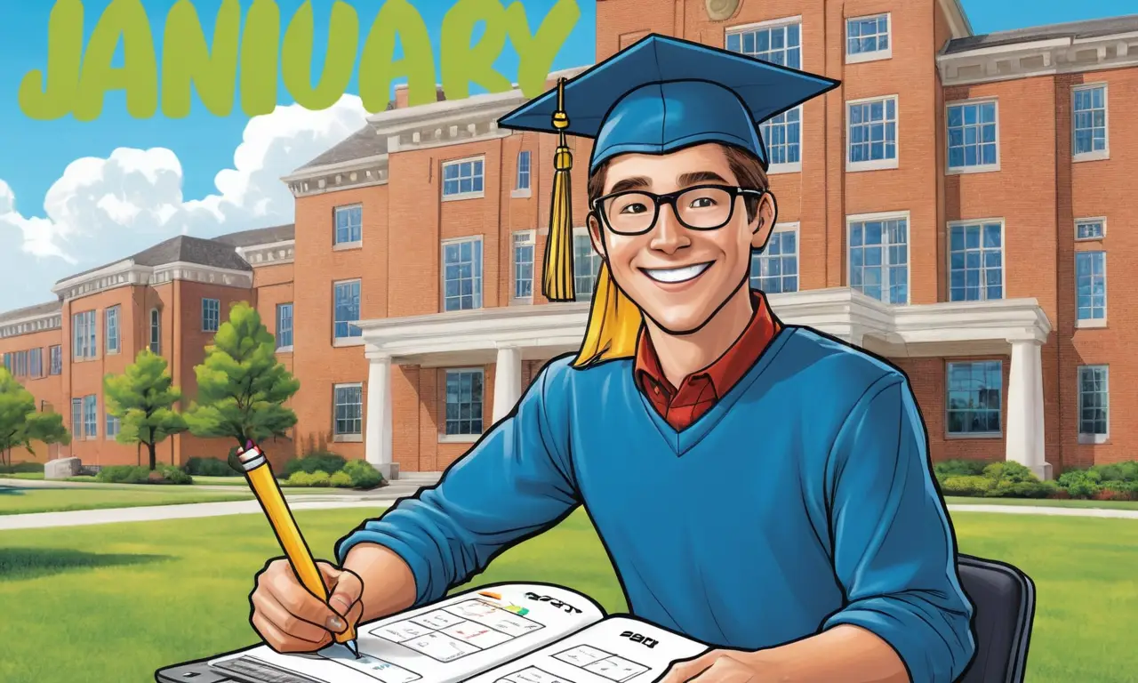 Un estudiante feliz se prepara para graduarse en una universidad soleada