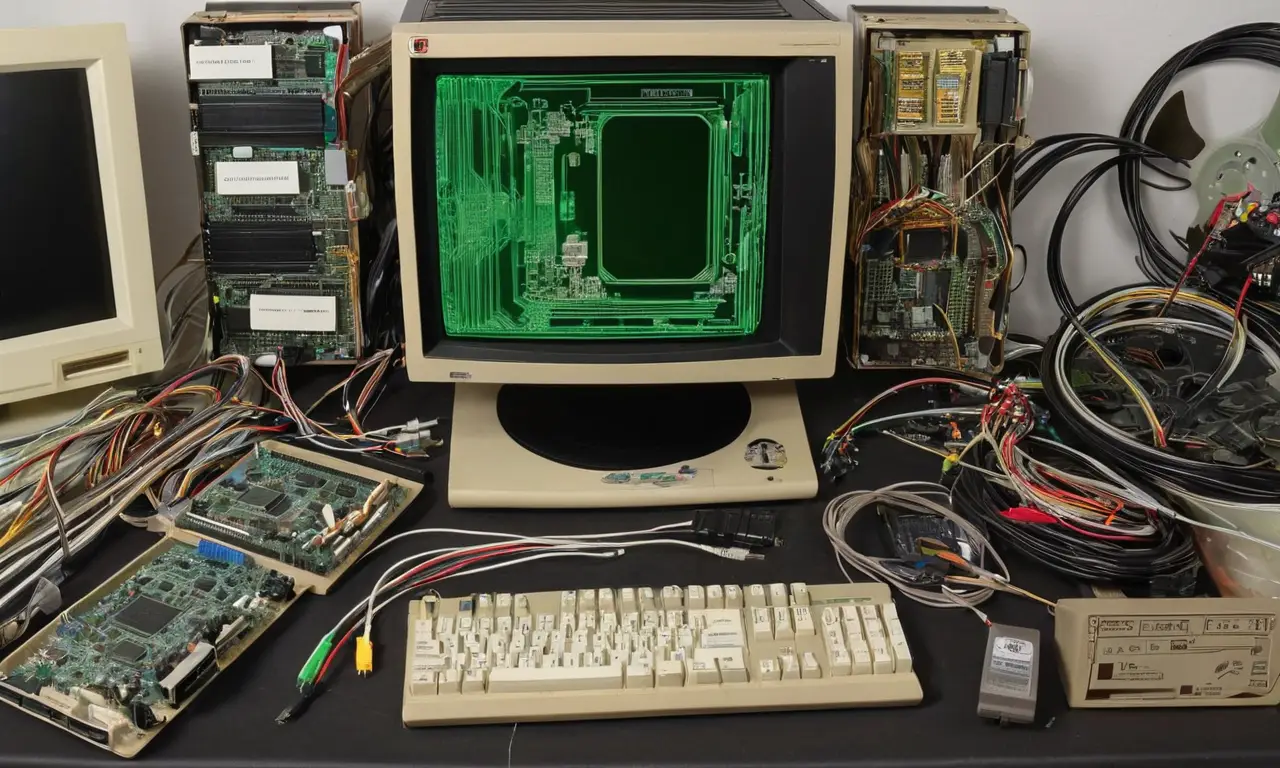 Un clásico ordenador vintage con sus componentes desgastados