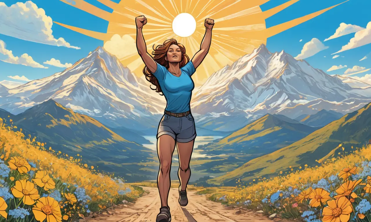 Una mujer poderosa se alza hacia el amanecer