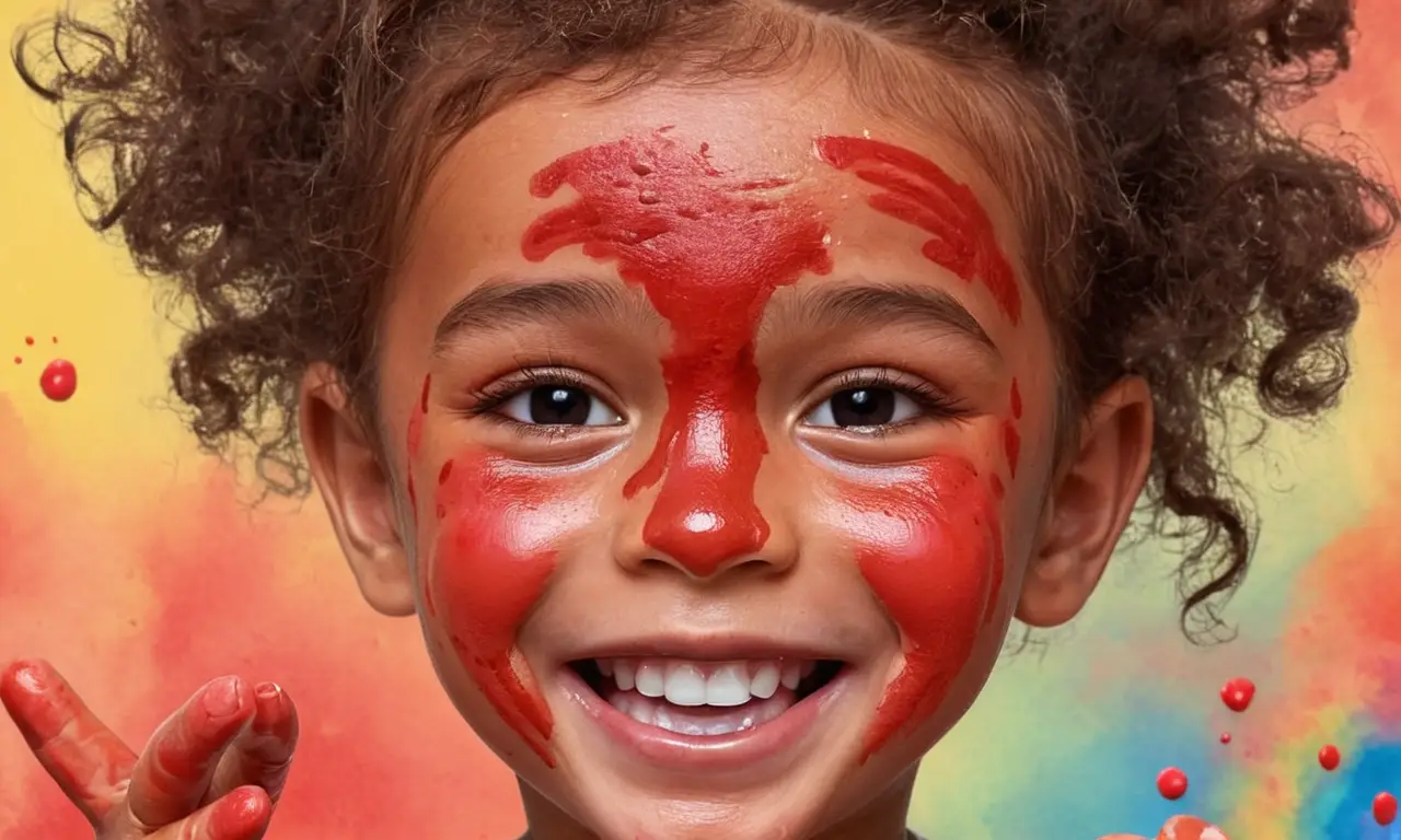 Un niño feliz con pintura facial segura y colorida