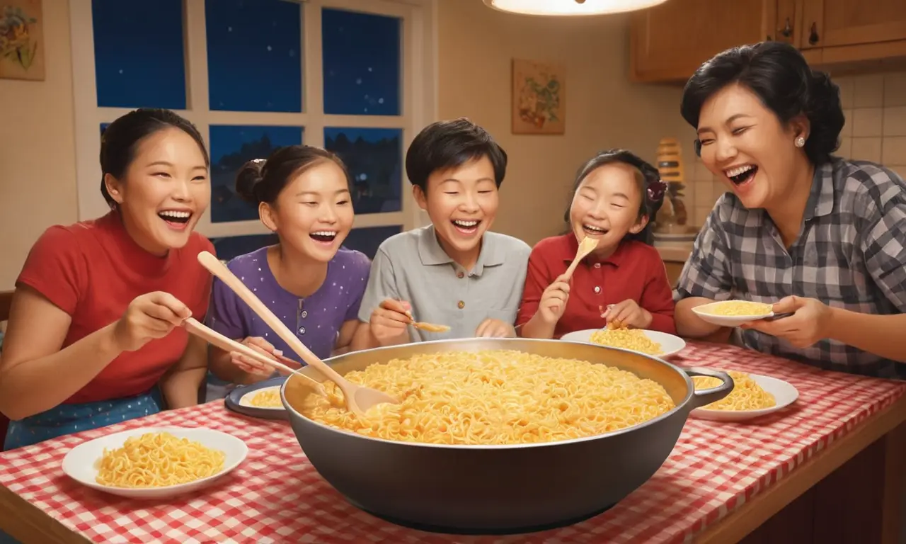 Una cena familiar cálida y feliz