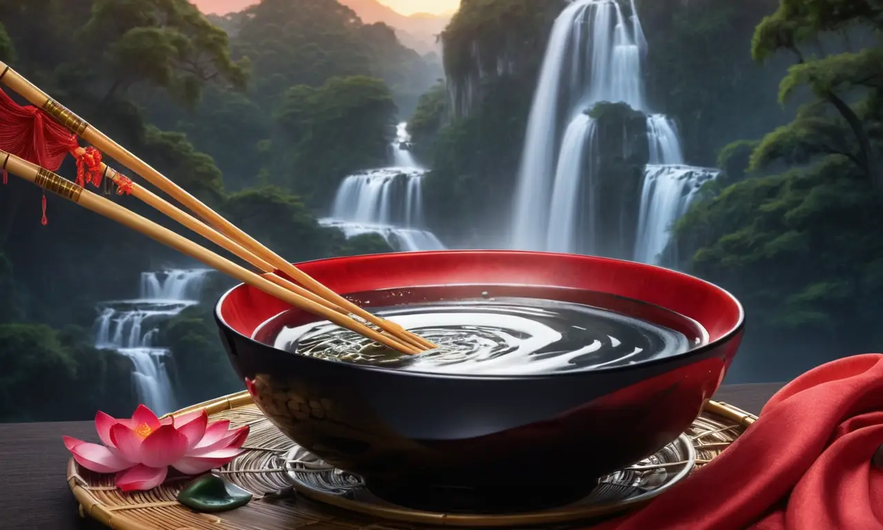 Una escena de belleza oriental serena y elegante
