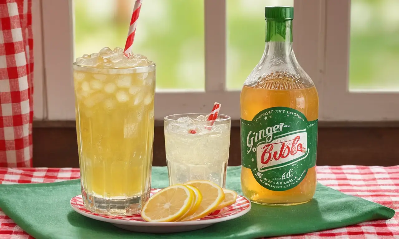 Un clásico Ginger Ale refrescante en una vieja fuente de soda