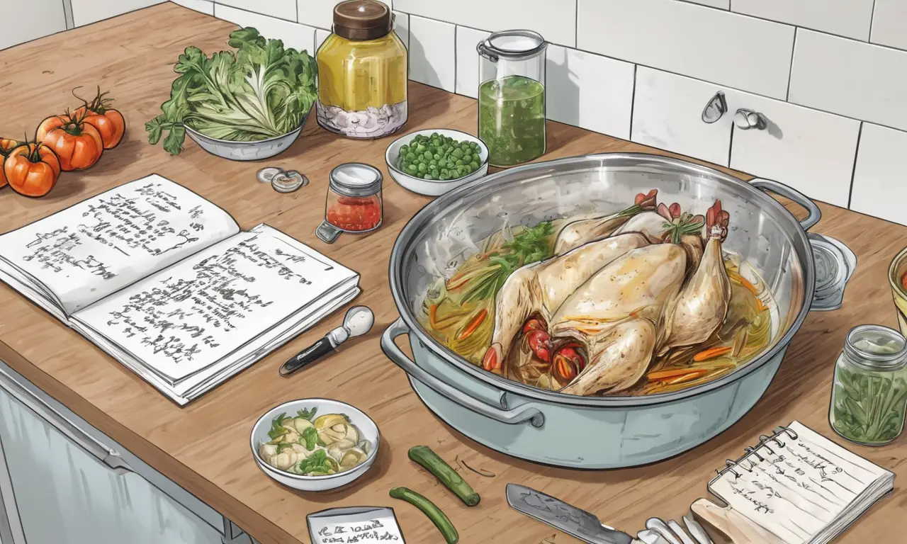 Una cena casera se está preparando con cuidado