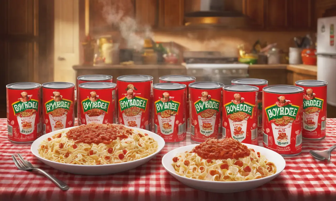 Cena familiar cálida y feliz con Chef Boyardee