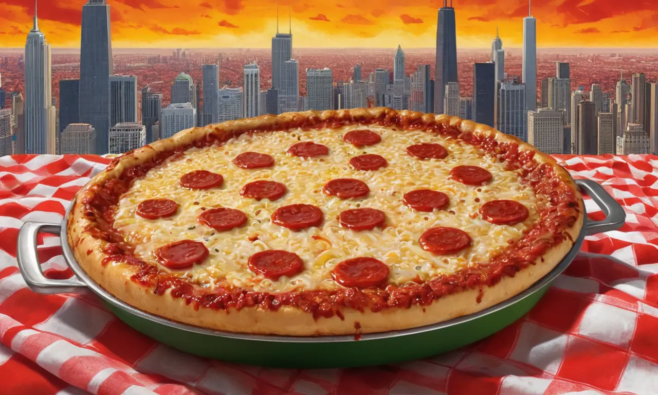 Un pedazo de pizza profunda llena de sabor