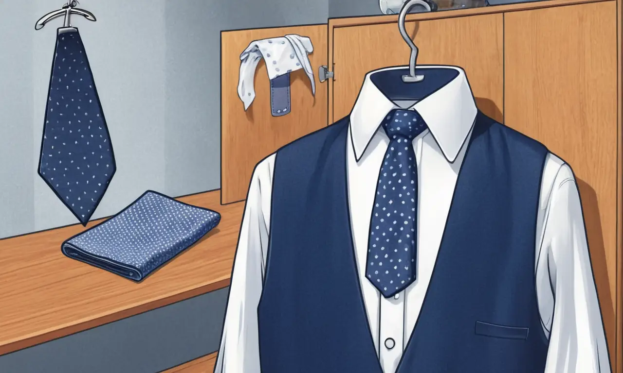 Un hombre plancha su corbata azul oscuro con cuidado