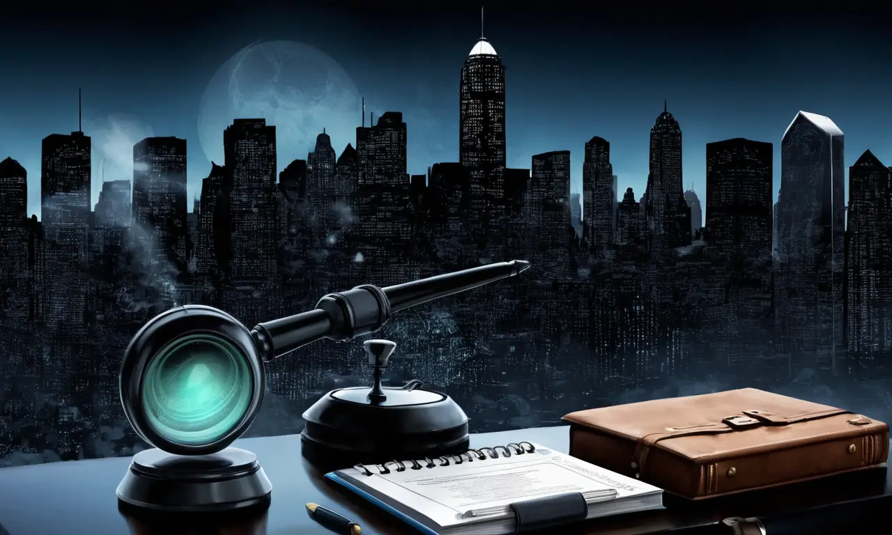 Un detective investiga un caso bajo la luz de la ciudad