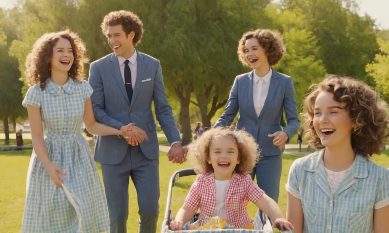Una familia feliz celebra un día soleado en el parque
